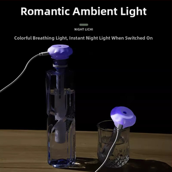 USB zvlhovač do priestorov až do 10 m², nádržka 0,5–1 L, 1 výstup hmly, nízka hlučnosť 36–45 dB, napájanie USB 5 V/1 A