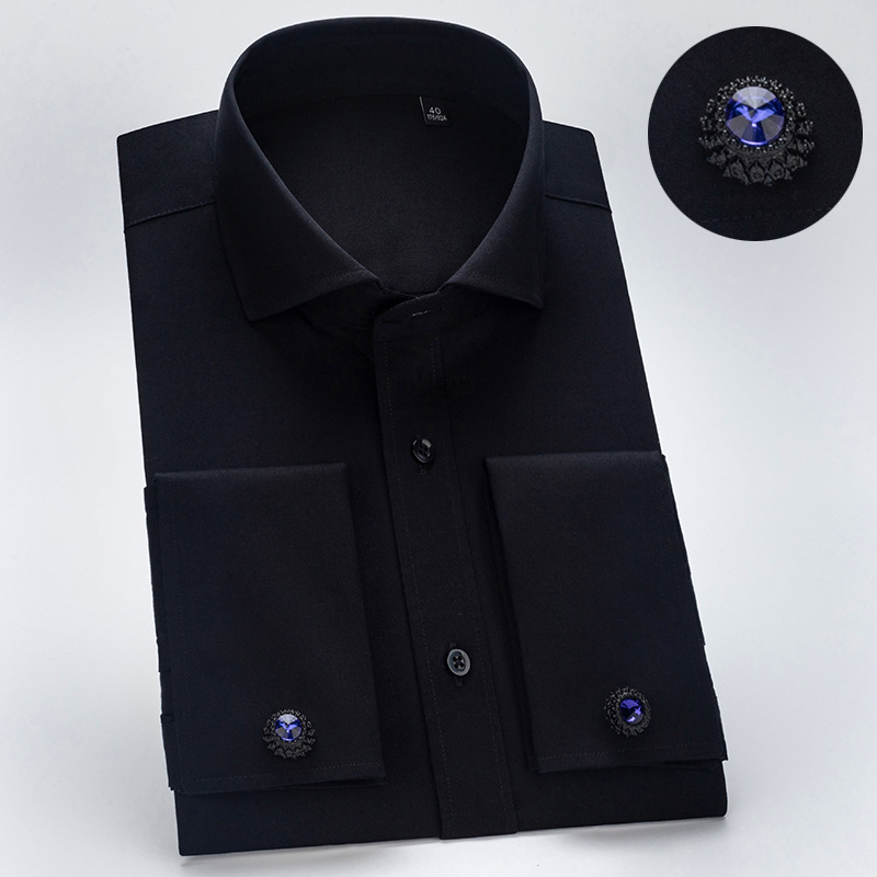 Muška pamučna košulja s prugama, slim fit, duge rukave, bez glačanja, kvadratni ovratnik, poslovni stil
