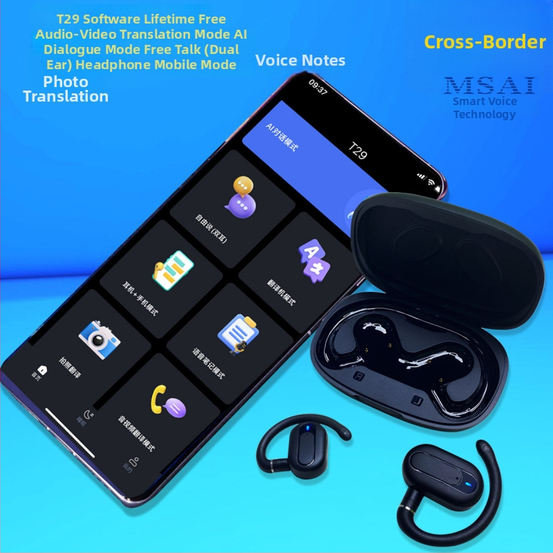 Traducător de conversații T29: traducere video și audio, mod dialog AI, traducere offline, traducere foto, căști binaurale
