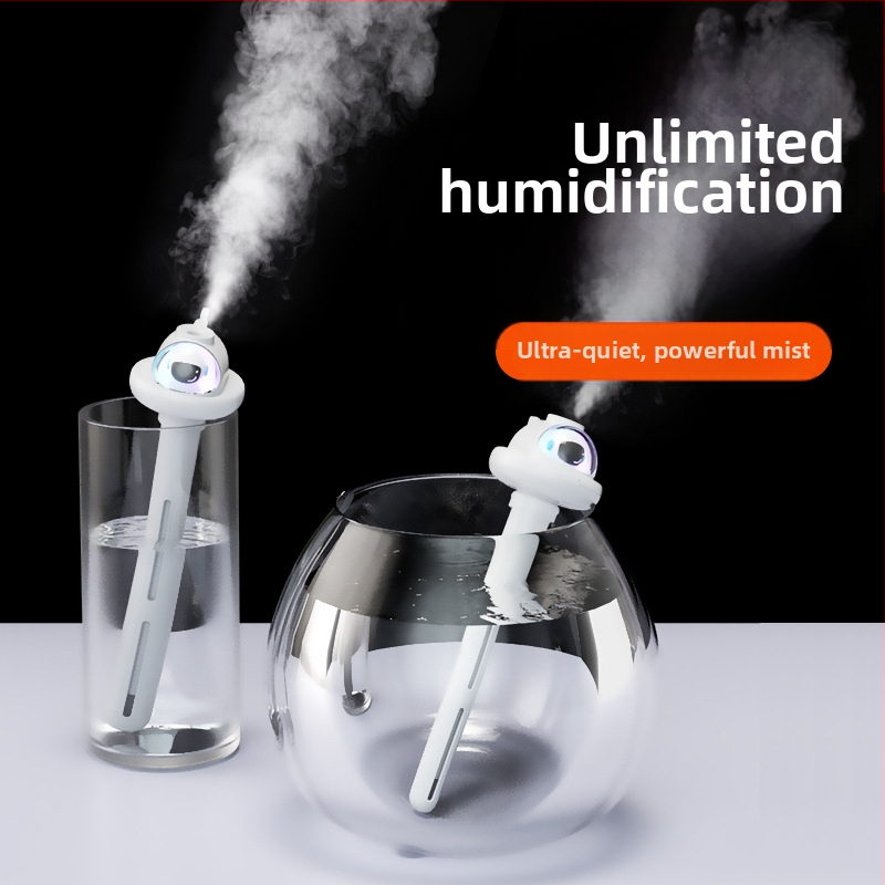 Domáci tichý stolný zvlhčovač – pokrytie 21–30 m², nádrž 1,0–2,5 L, 1 výstup hmly, hluk 36–45 dB, napájanie USB / suchá batéria / vstavaný zdroj