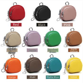 Női érmetárca dupla cipzárral – első réteg tehénbőrből, nagy kapacitás