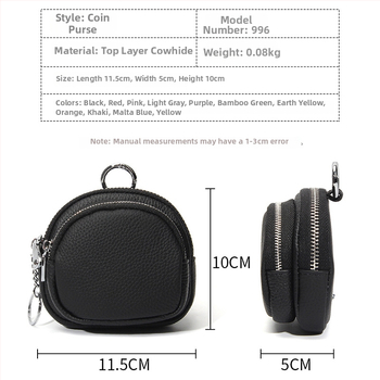 Női érmetárca dupla cipzárral – első réteg tehénbőrből, nagy kapacitás