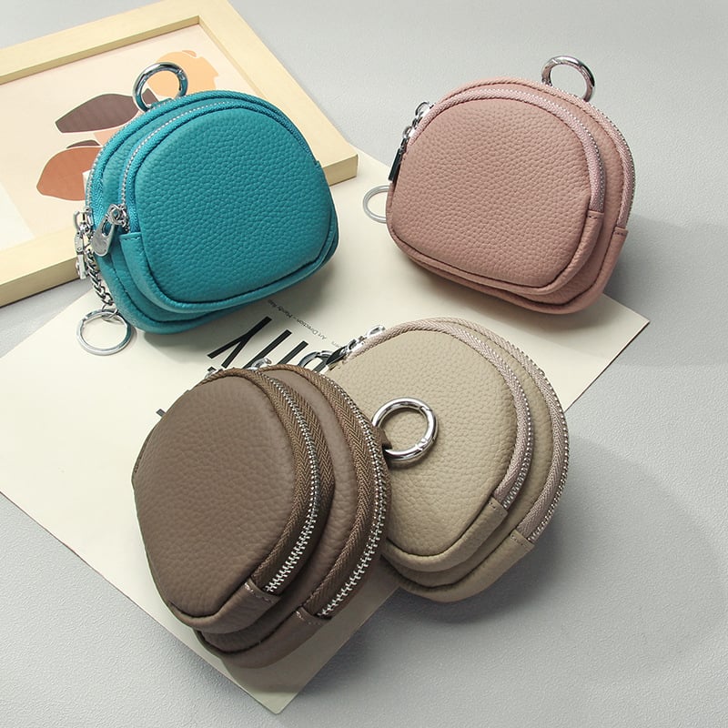 Női érmetárca dupla cipzárral – első réteg tehénbőrből, nagy kapacitás