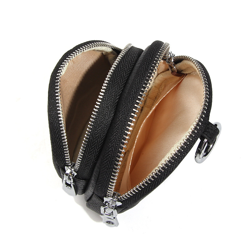 Női érmetárca dupla cipzárral – első réteg tehénbőrből, nagy kapacitás