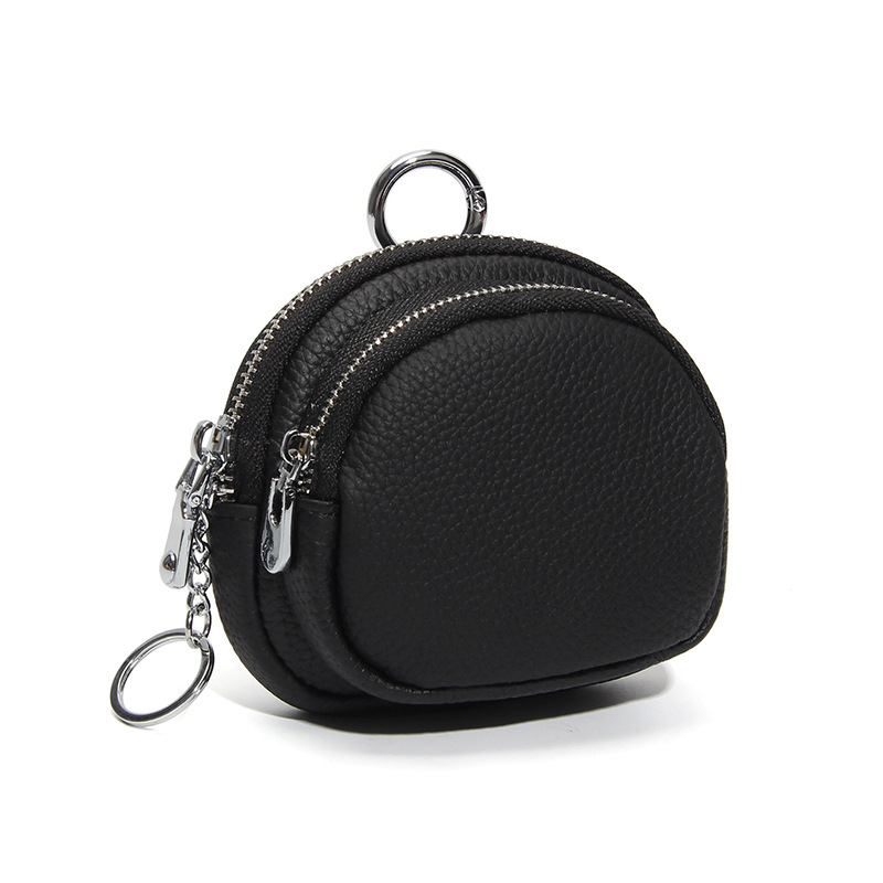 Női érmetárca dupla cipzárral – első réteg tehénbőrből, nagy kapacitás