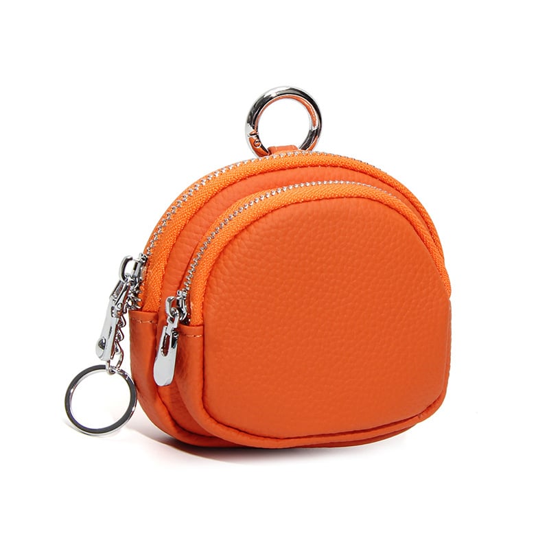 Női érmetárca dupla cipzárral – első réteg tehénbőrből, nagy kapacitás