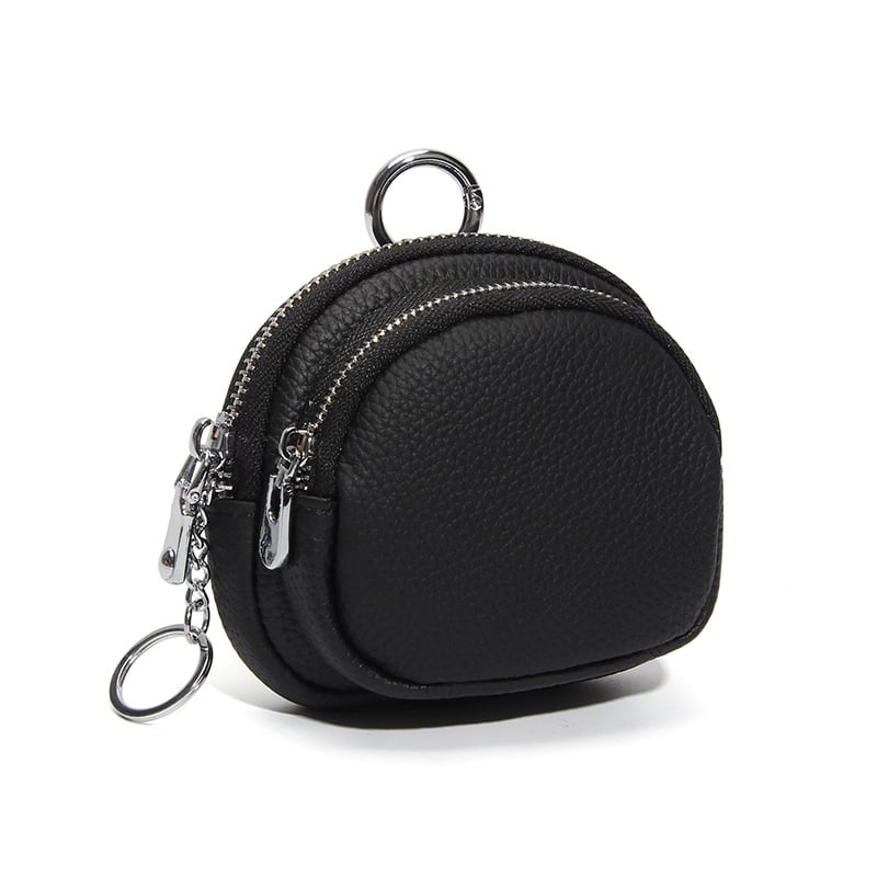 Női érmetárca dupla cipzárral – első réteg tehénbőrből, nagy kapacitás