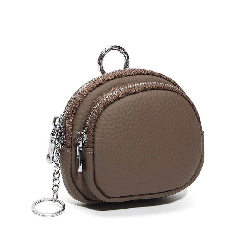 Női érmetárca dupla cipzárral – első réteg tehénbőrből, nagy kapacitás