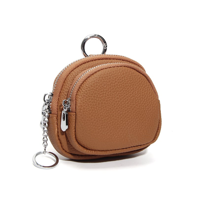 Női érmetárca dupla cipzárral – első réteg tehénbőrből, nagy kapacitás