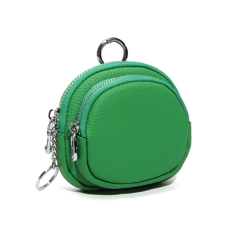 Női érmetárca dupla cipzárral – első réteg tehénbőrből, nagy kapacitás