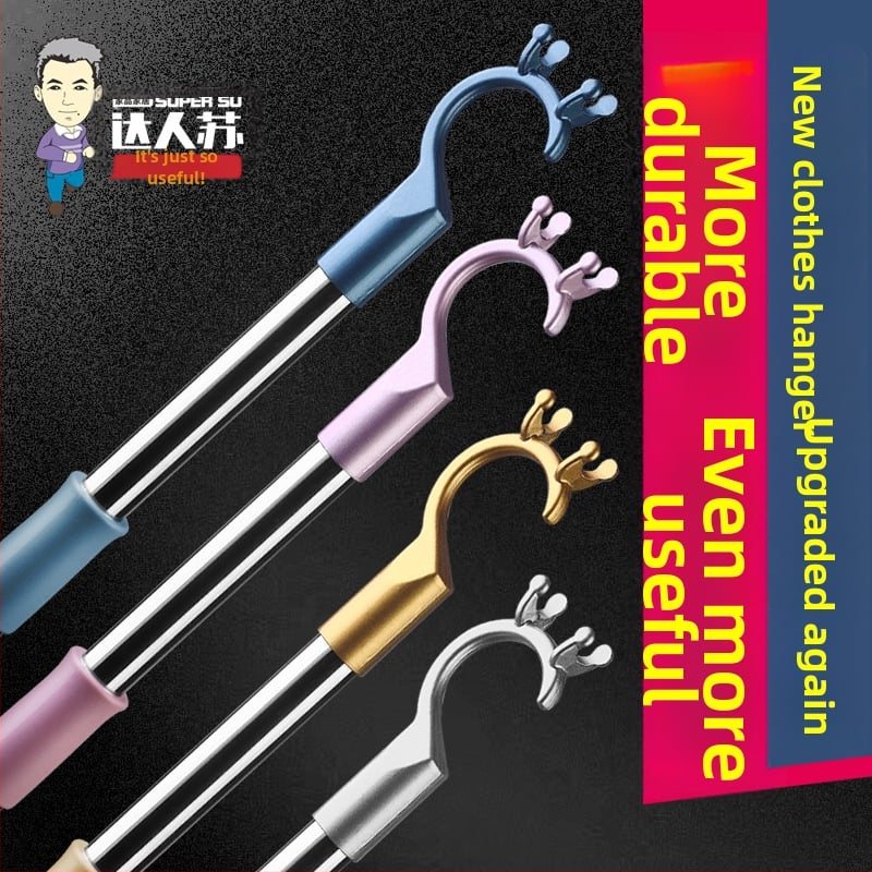 Furcă de uscat haine din oțel inoxidabil cu tijă telescopică pentru balcon, design modern minimalist