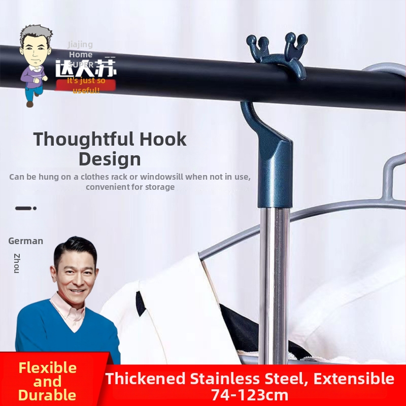 Furcă de uscat haine din oțel inoxidabil cu tijă telescopică pentru balcon, design modern minimalist