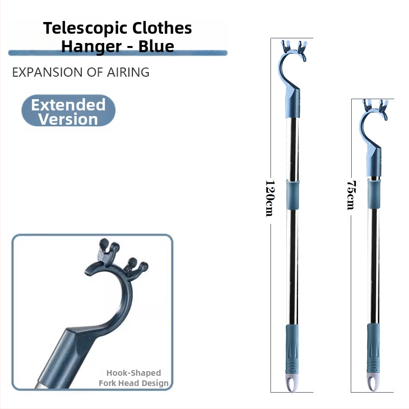 Furcă de uscat haine din oțel inoxidabil cu tijă telescopică pentru balcon, design modern minimalist
