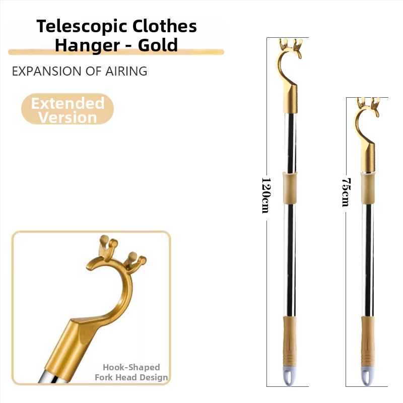 Furcă de uscat haine din oțel inoxidabil cu tijă telescopică pentru balcon, design modern minimalist