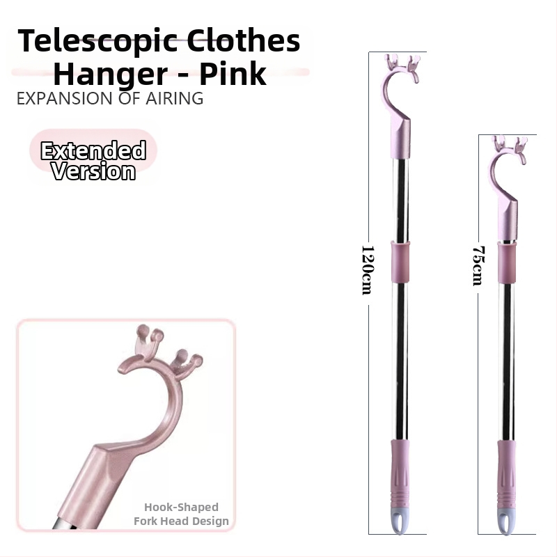 Furcă de uscat haine din oțel inoxidabil cu tijă telescopică pentru balcon, design modern minimalist