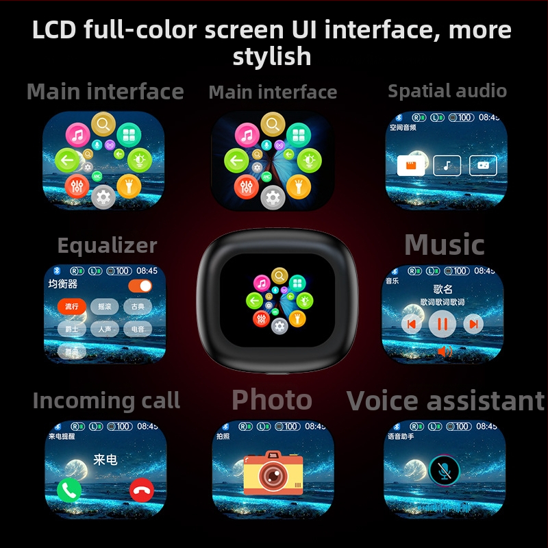 MG7 Bezdrôtové športové slúchadlá s uchom upevnením, LCD farebný displej, AI prekladač a simultánny preklad (Bluetooth 5.4; výdrž >8 h; bezdrôtové nabíjanie; nízka latencia)