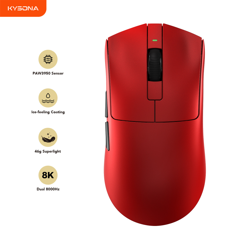 KYSONA Jupiter Mouse Fără Fir — 2.4G+Bluetooth, 30000 DPI, 7 butoane, Interfață USB, baterie reîncărcabilă încorporată