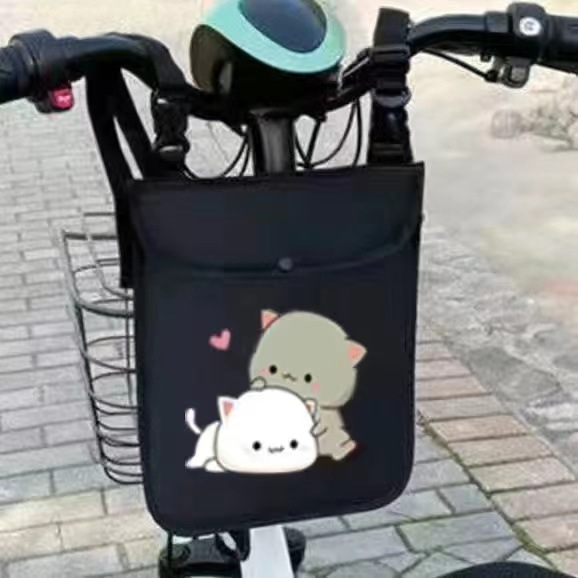 Prednja torbica za upravljač električnog bicikla, dvostruki džep za ključeve i telefon, platnena, model 000000