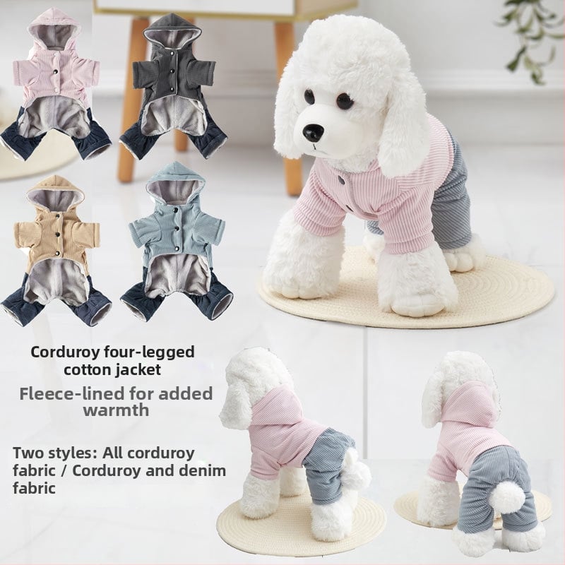 Haine pentru animale Corduroy patru picioare – Stil leisure, Brand WPET, Potrivire universală