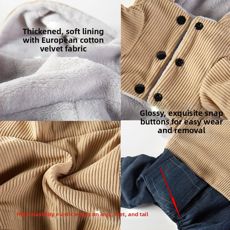 Haine pentru animale Corduroy patru picioare – Stil leisure, Brand WPET, Potrivire universală