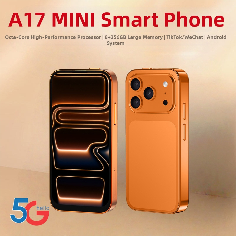 Telefon mobil mini 5G, compatibil cu toate rețelele, model A17, telefon de gaming pentru studenți