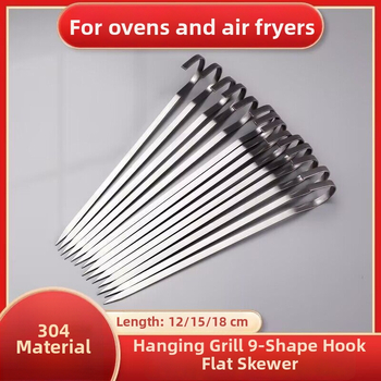 Nerezové oceľové visacie grilovacie špízy 304 s 9 háčikmi, opakovane použiteľné