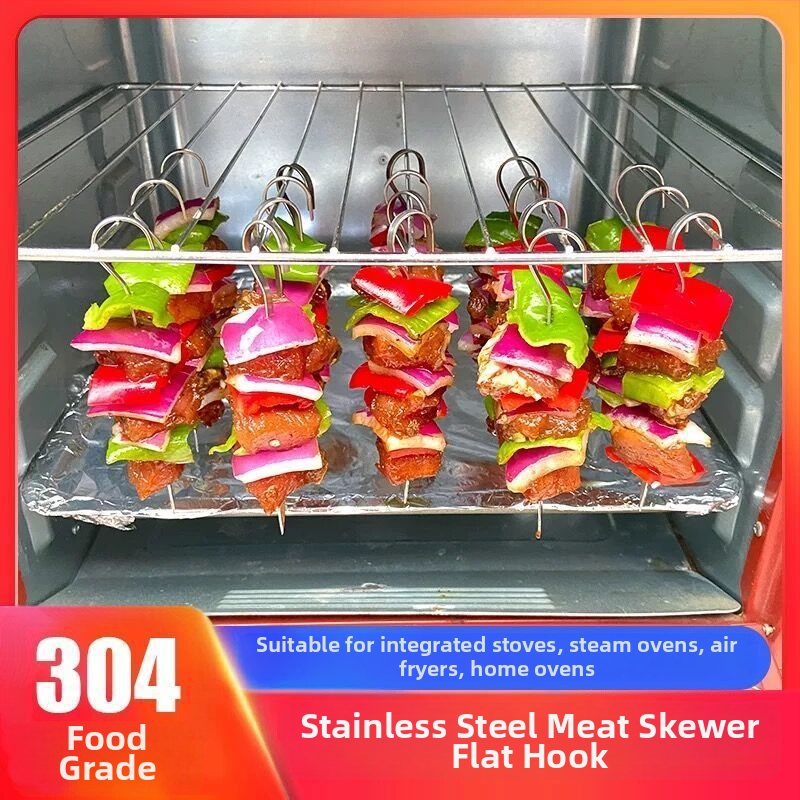 Nerezové oceľové visacie grilovacie špízy 304 s 9 háčikmi, opakovane použiteľné