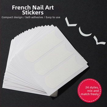 Σετ αυτοκόλλητων για τέχνη νυχιών: γαλλικό μανικιούρ, σχέδια με χαμόγελο και κυματιστές γραμμές; αυτοκόλλητα νυχιών τρία σε ένα, υλικό διοξείδιο του αργιλίου, βασική συσκευασία