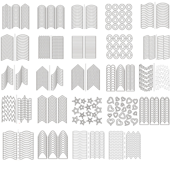 Σετ αυτοκόλλητων για τέχνη νυχιών: γαλλικό μανικιούρ, σχέδια με χαμόγελο και κυματιστές γραμμές; αυτοκόλλητα νυχιών τρία σε ένα, υλικό διοξείδιο του αργιλίου, βασική συσκευασία