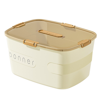 Cutie de depozitare cu capac și mâner; plastic PP 100% nou; impermeabilă și rezistentă la praf; capacitate mare; multifuncțională pentru haine, jucării și cărți; transport manual; imprimare logo disponibil