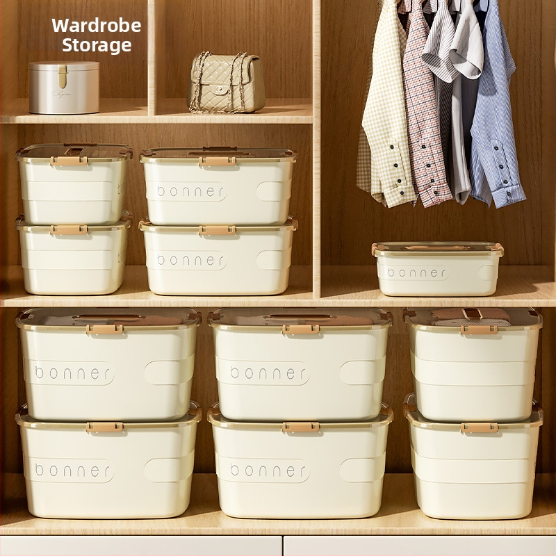 Cutie de depozitare cu capac și mâner; plastic PP 100% nou; impermeabilă și rezistentă la praf; capacitate mare; multifuncțională pentru haine, jucării și cărți; transport manual; imprimare logo disponibil