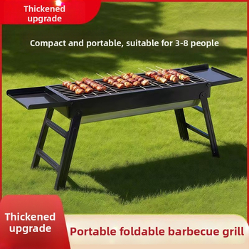 Prenosný vonkajší gril na uhlie – obdĺžnikový tvar, skladací s vyťahovacím šuflíkom, bez elektriny