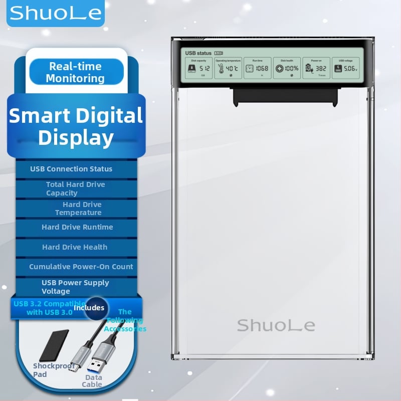 Vanjska kutija za SATA 2,5 inča s USB-C 3.2 Gen1, 5 Gbps, do 8 TB, PC+ABS