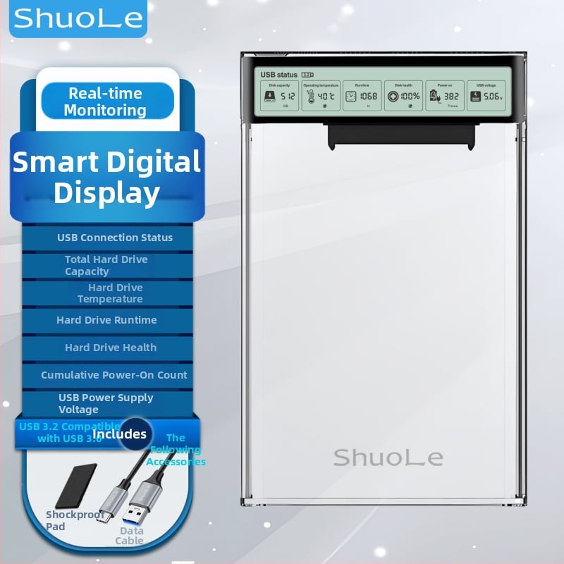 Vanjska kutija za SATA 2,5 inča s USB-C 3.2 Gen1, 5 Gbps, do 8 TB, PC+ABS