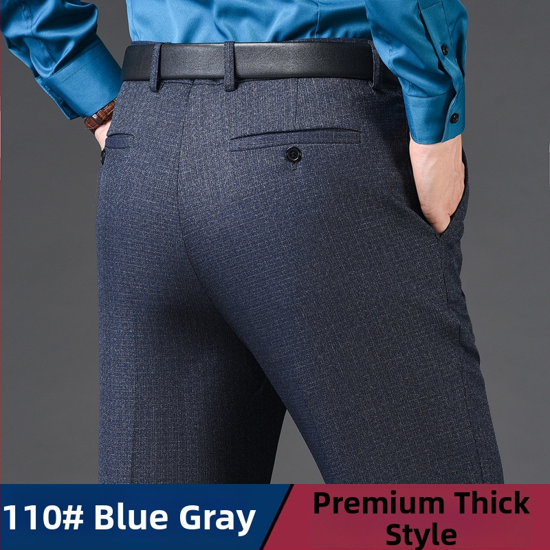 Мъжки панталони от вълна, прав крак, бизнес формален стил, 85% вълна в смес с химически влакна, есенно офис облекло
