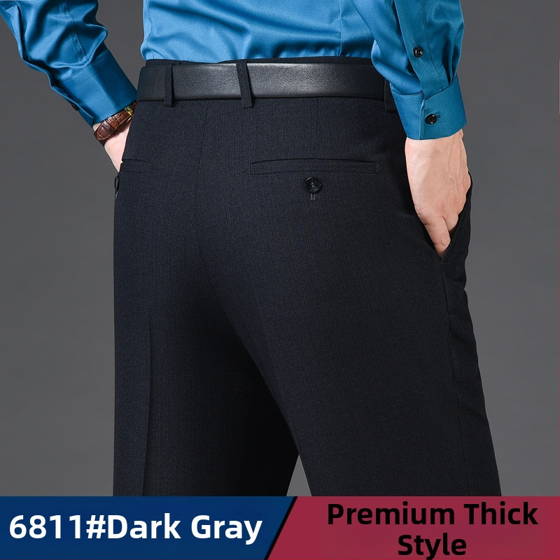 Мъжки панталони от вълна, прав крак, бизнес формален стил, 85% вълна в смес с химически влакна, есенно офис облекло