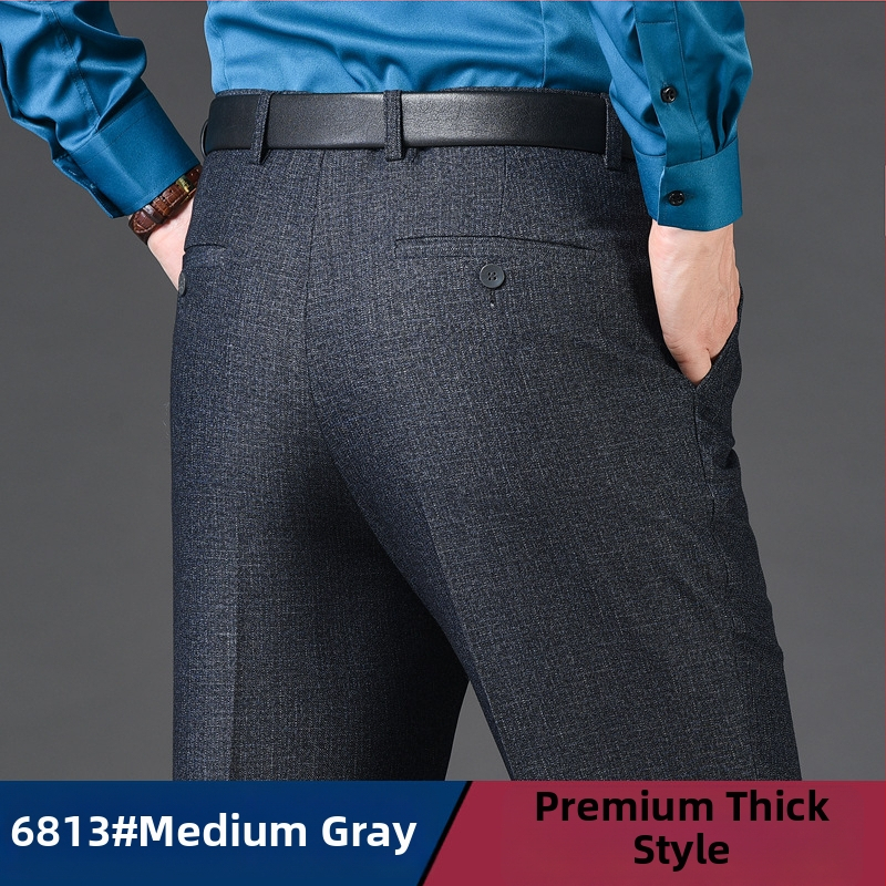 Мъжки панталони от вълна, прав крак, бизнес формален стил, 85% вълна в смес с химически влакна, есенно офис облекло