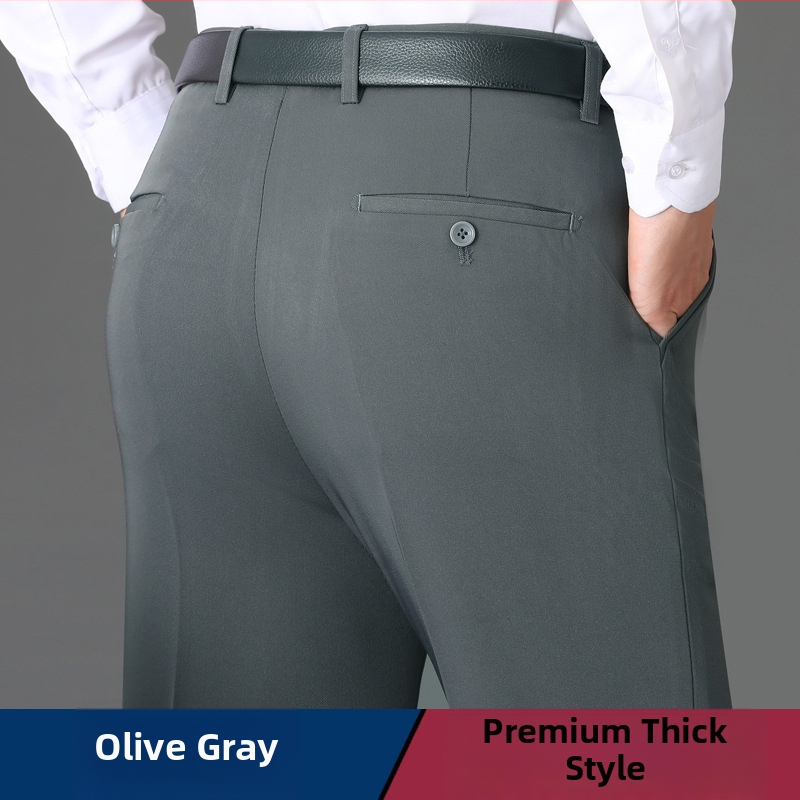 Мъжки панталони от вълна, прав крак, бизнес формален стил, 85% вълна в смес с химически влакна, есенно офис облекло