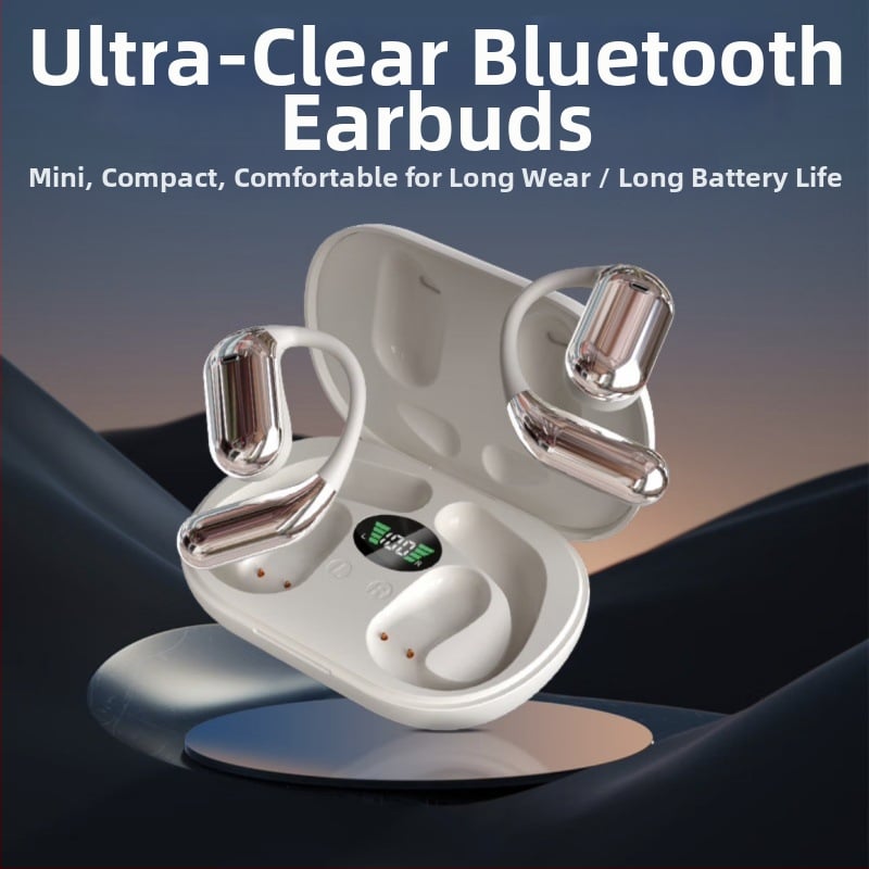 Bluetooth slúchadlo s otvoreným uchom, dotyková obrazovka, digitálny displej, Bluetooth 5.4, 8-hodinová výdrž batérie