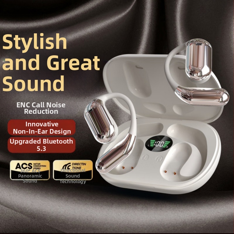 Bluetooth slúchadlo s otvoreným uchom, dotyková obrazovka, digitálny displej, Bluetooth 5.4, 8-hodinová výdrž batérie