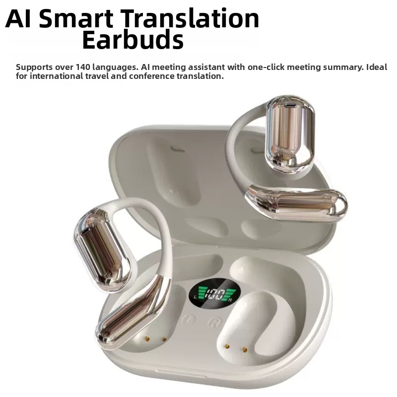 Bluetooth slúchadlo s otvoreným uchom, dotyková obrazovka, digitálny displej, Bluetooth 5.4, 8-hodinová výdrž batérie