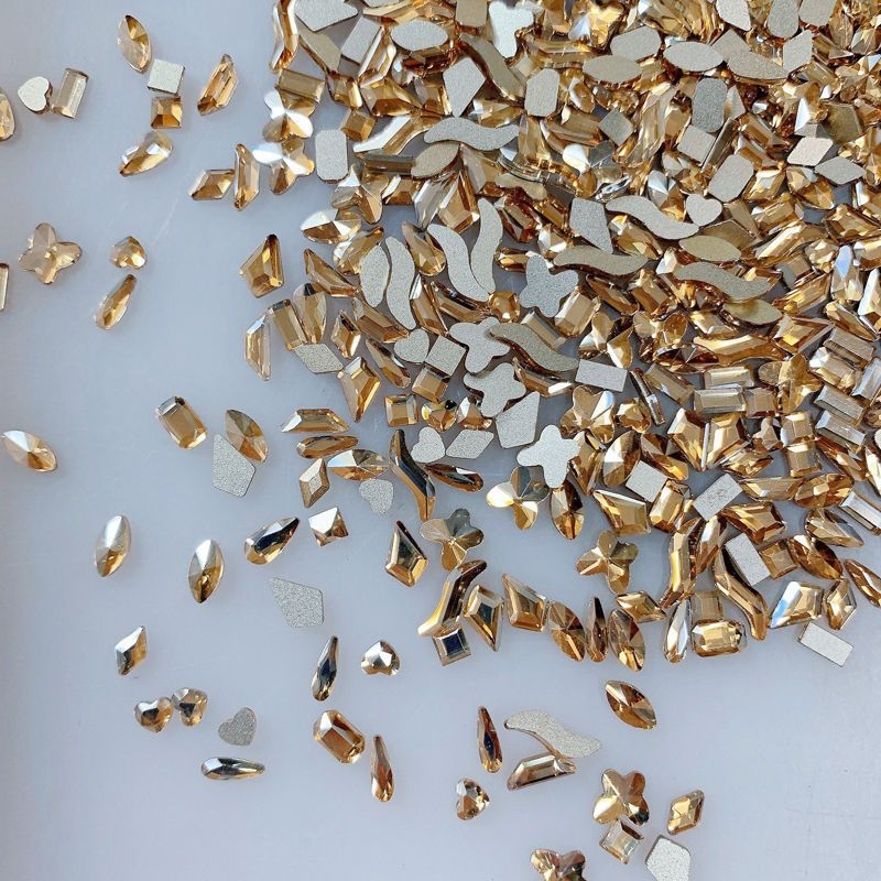 Dekorácie na nechty s rhinestones, zmiešané tvary, ploché zadné kryštály, sklo a prášok mica (Vzor 30222109358, Rhinestone séria)