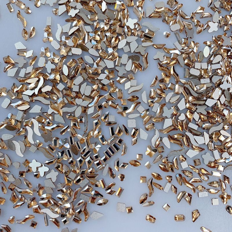 Dekorácie na nechty s rhinestones, zmiešané tvary, ploché zadné kryštály, sklo a prášok mica (Vzor 30222109358, Rhinestone séria)