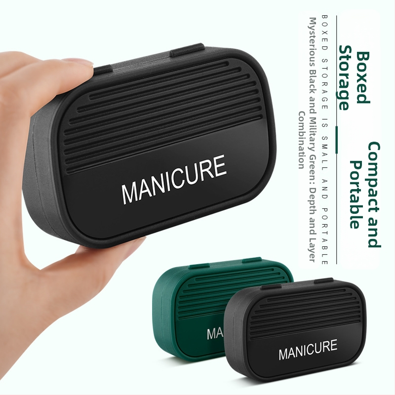 Σετ τριών τεμαχίων από ανοξείδωτο ατσάλι για νύχια με κεκλιμένη άκρη και προστασία από πιτσιλίσματα, περιλαμβάνει γυάλινη λίμα νυχιών