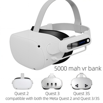 VR akkumulátorcsomag Meta Quest 2/3/3S és Pico 4 Ultra számára – 5000mAh USB-C hordozható töltő power bank szemüveghez (Plug & Play, Túltöltés elleni védelem, hordozható kialakítás)