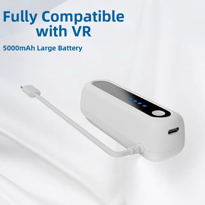 VR batériový balík pre Meta Quest 2/3/3S a Pico 4 Ultra – 5000mAh USB-C Prenosný nabíjací blok pre headset (Plug & Play, Ochrana proti preťaženiu, Prenosný dizajn)