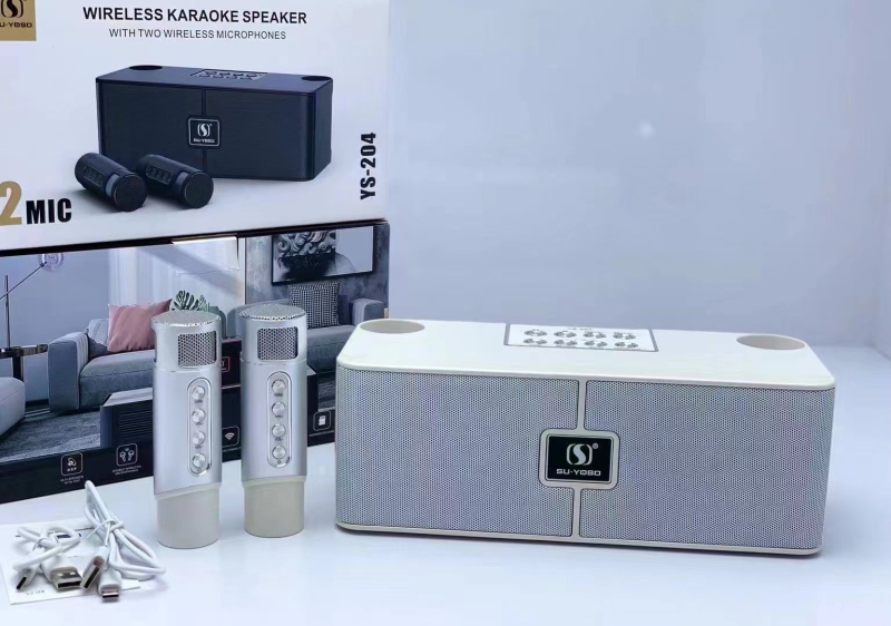YS-204 Bežični Bluetooth zvučnik s mikrofonom – 2 zvučnika, 10W, Bluetooth 5.3, 100Hz-20kHz, SNR ≥75dB, ugrađena baterija 2000–4000mAh