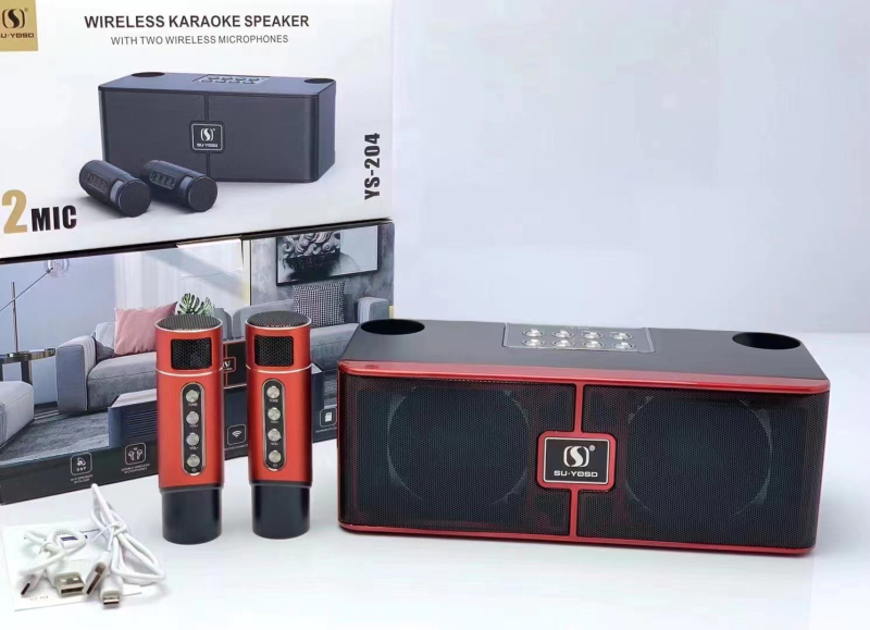 YS-204 Bežični Bluetooth zvučnik s mikrofonom – 2 zvučnika, 10W, Bluetooth 5.3, 100Hz-20kHz, SNR ≥75dB, ugrađena baterija 2000–4000mAh
