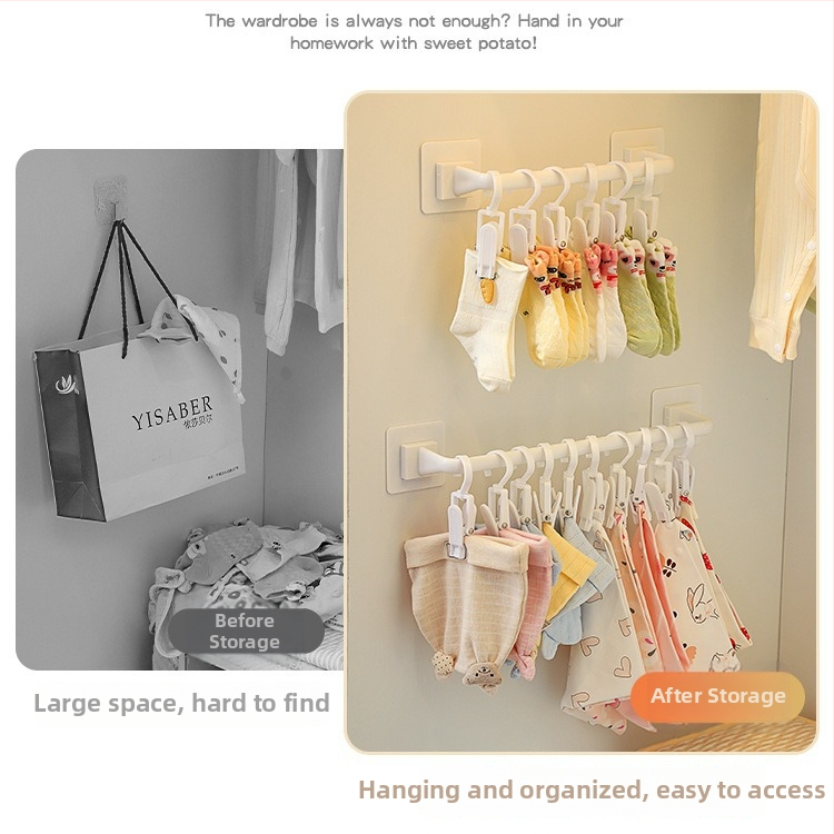 Bară pentru uscat haine cu clipsuri (Material: Plastic; Categoria produsului: Bară pentru uscat haine; Utilizare: pentru agățare în dormitor; Lansare: Iarna 2017; Stil: Modern și minimalist)