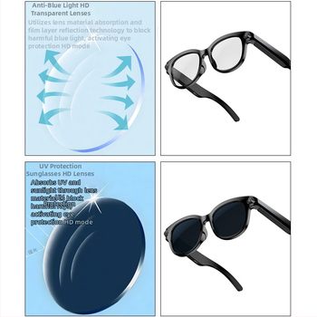 AI naočale s kamerom za prijevod, snimanje — 2MP, na glavi, kompatibilno s Android/iOS, zamjenjive leće